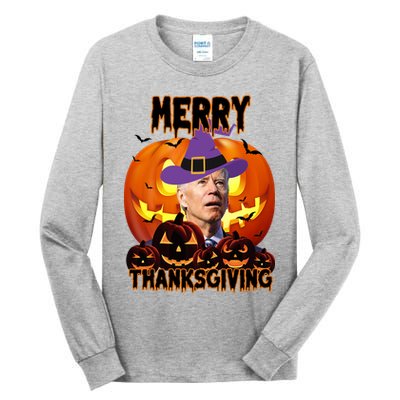 Merry Thanksgiving Funny Joe Biden Halloween Tall Long Sleeve T-Shirt
