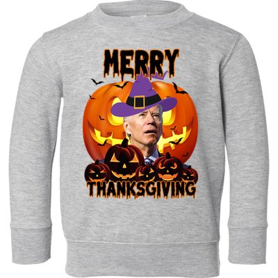Merry Thanksgiving Funny Joe Biden Halloween Toddler Sweatshirt