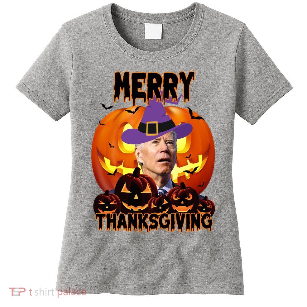 Merry Thanksgiving Funny Joe Biden Halloween Womens T-Shirt