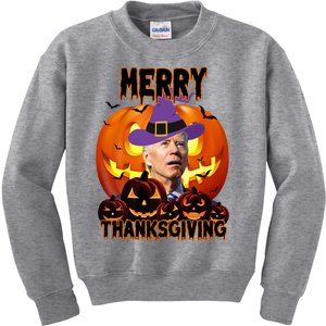 Merry Thanksgiving Funny Joe Biden Halloween Kids Sweatshirt