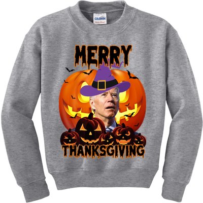 Merry Thanksgiving Funny Joe Biden Halloween Kids Sweatshirt