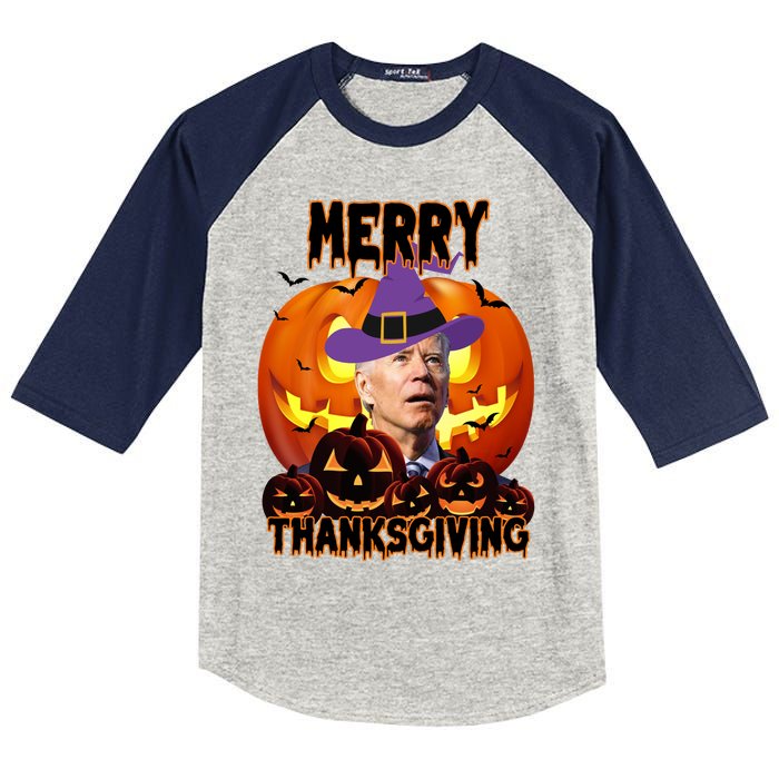 Merry Thanksgiving Funny Joe Biden Halloween Kids Colorblock Raglan Jersey