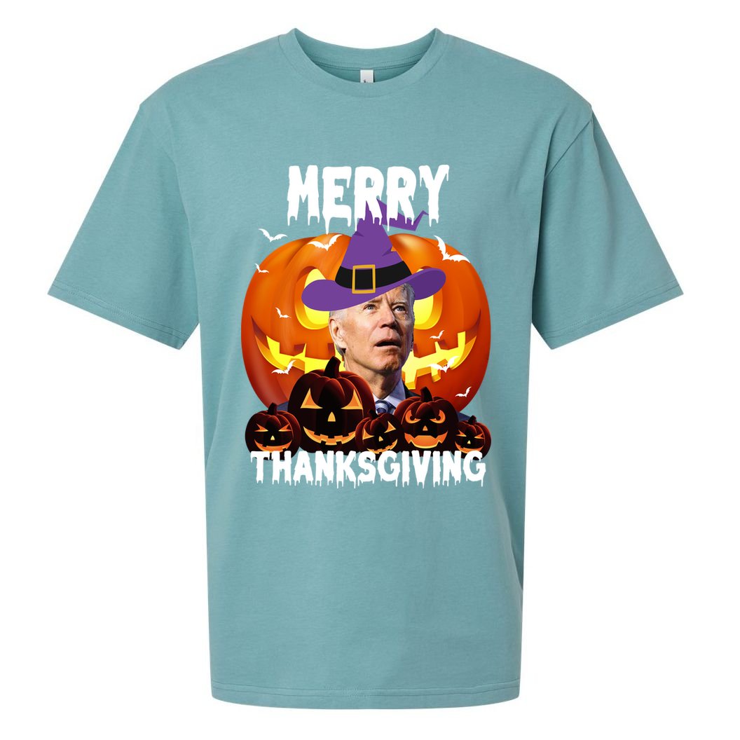 Merry Thanksgiving Funny Joe Biden Halloween Sueded Cloud Jersey T-Shirt