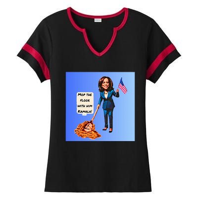 Mop The Floor With Him Kamala! Ladies Halftime Notch Neck Tee