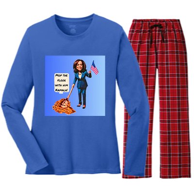 Mop The Floor With Him Kamala! Women's Long Sleeve Flannel Pajama Set 