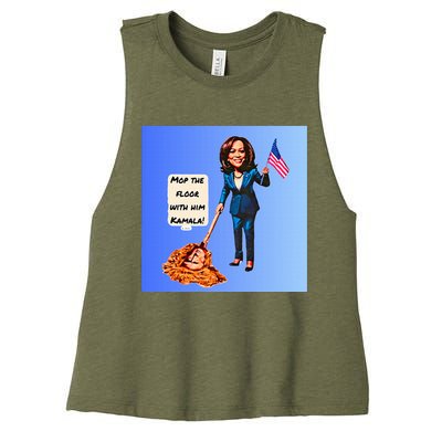 Mop The Floor With Him Kamala! Women's Racerback Cropped Tank