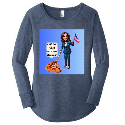 Mop The Floor With Him Kamala! Women's Perfect Tri Tunic Long Sleeve Shirt