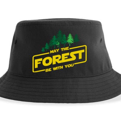 May The Forest Be With You Funny Earth Day Camping Space Pun Sustainable Bucket Hat