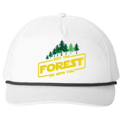 May The Forest Be With You Funny Earth Day Camping Space Pun Snapback Five-Panel Rope Hat