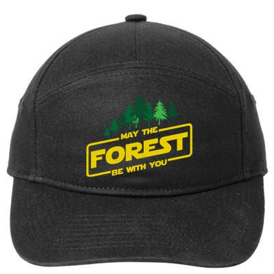 May The Forest Be With You Funny Earth Day Camping Space Pun 7-Panel Snapback Hat