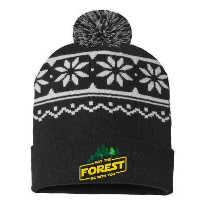 May The Forest Be With You Funny Earth Day Camping Space Pun USA-Made Snowflake Beanie