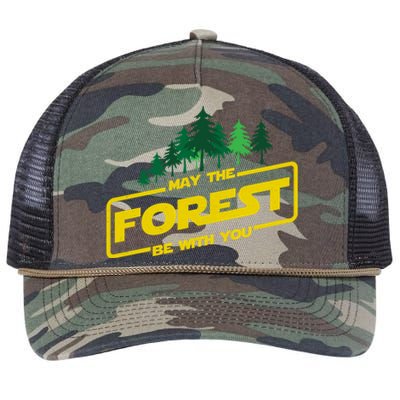 May The Forest Be With You Funny Earth Day Camping Space Pun Retro Rope Trucker Hat Cap