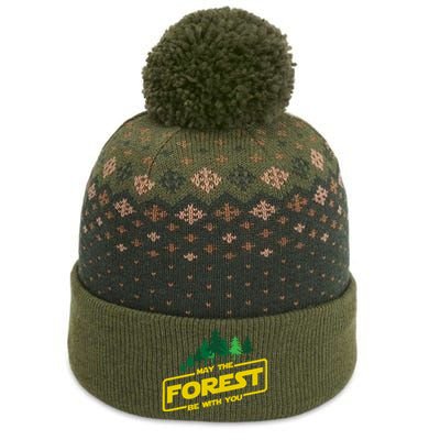 May The Forest Be With You Funny Earth Day Camping Space Pun The Baniff Cuffed Pom Beanie