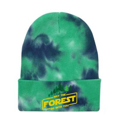 May The Forest Be With You Funny Earth Day Camping Space Pun Tie Dye 12in Knit Beanie