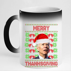 Merry Thanksgiving Funny Biden Ugly Christmas 11oz Black Color Changing Mug