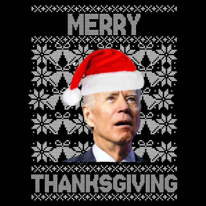 Merry Thanksgiving Funny Biden Ugly Christmas Cooling Performance Crew T-Shirt