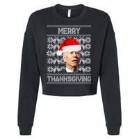 Merry Thanksgiving Funny Biden Ugly Christmas Cropped Pullover Crew