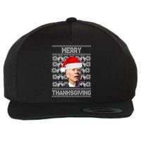 Merry Thanksgiving Funny Biden Ugly Christmas Wool Snapback Cap