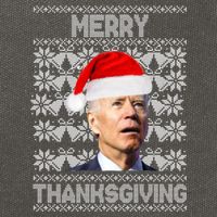 Merry Thanksgiving Funny Biden Ugly Christmas Cotton Canvas Backpack