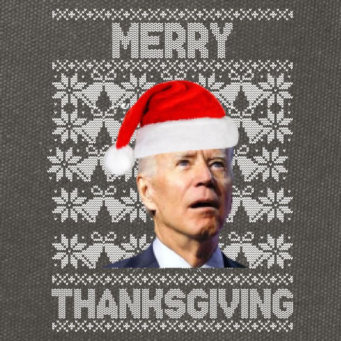 Merry Thanksgiving Funny Biden Ugly Christmas Cotton Canvas Backpack