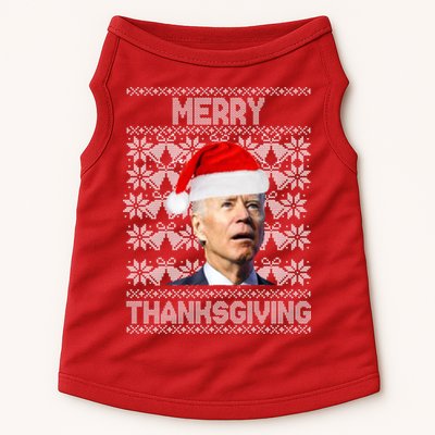 Merry Thanksgiving Funny Biden Ugly Christmas Doggie Tank