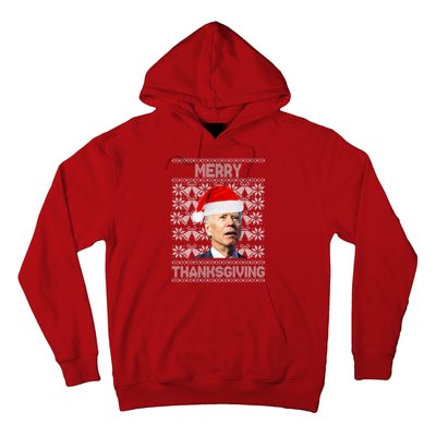 Merry Thanksgiving Funny Biden Ugly Christmas Hoodie