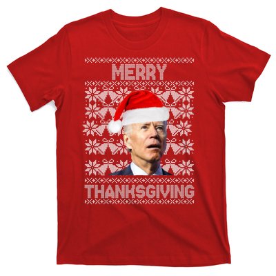 Merry Thanksgiving Funny Biden Ugly Christmas T-Shirt