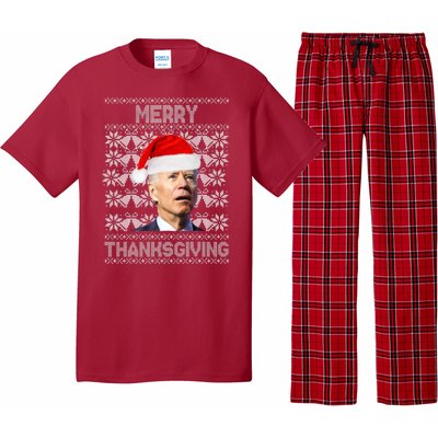 Merry Thanksgiving Funny Biden Ugly Christmas Pajama Set