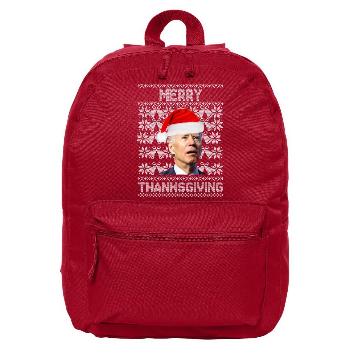 Merry Thanksgiving Funny Biden Ugly Christmas 16 in Basic Backpack