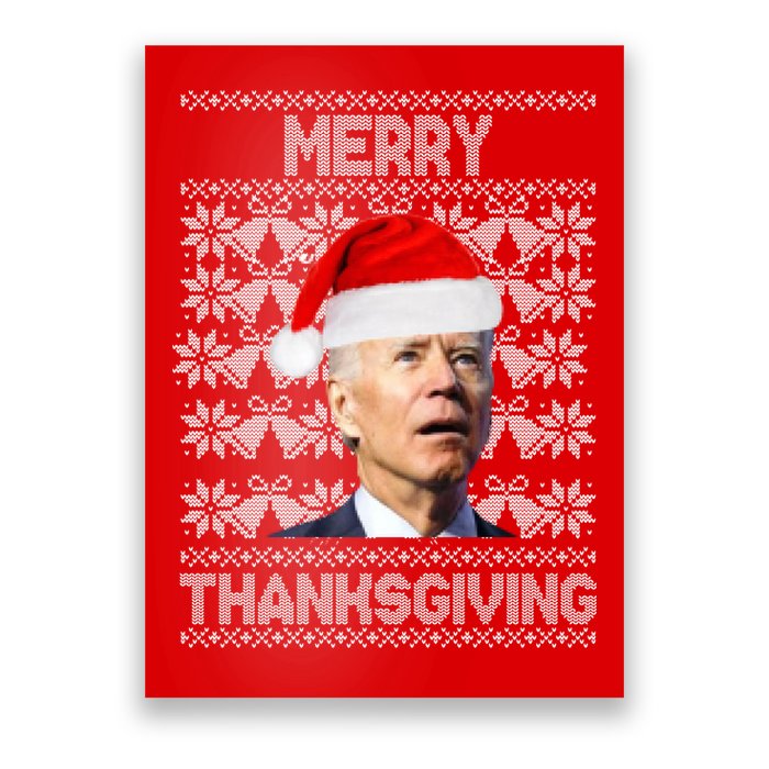 Merry Thanksgiving Funny Biden Ugly Christmas Poster