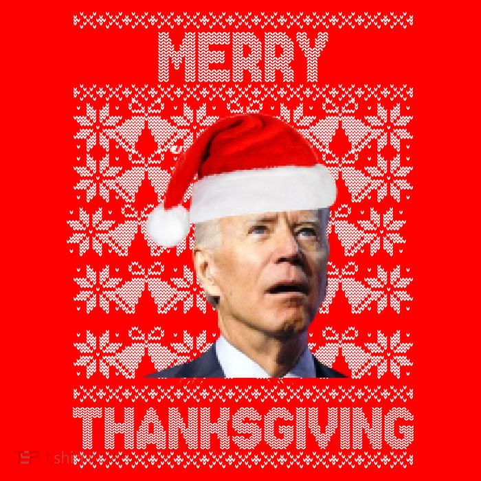 Merry Thanksgiving Funny Biden Ugly Christmas Poster