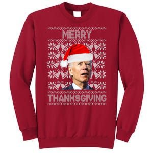 Merry Thanksgiving Funny Biden Ugly Christmas Tall Sweatshirt