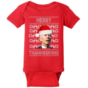 Merry Thanksgiving Funny Biden Ugly Christmas Baby Bodysuit