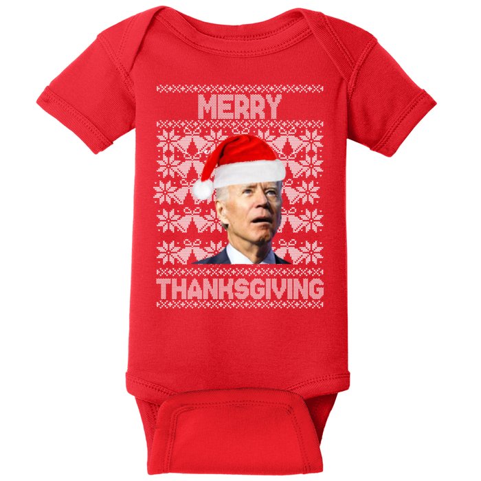 Merry Thanksgiving Funny Biden Ugly Christmas Baby Bodysuit