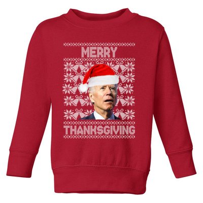 Merry Thanksgiving Funny Biden Ugly Christmas Toddler Sweatshirt