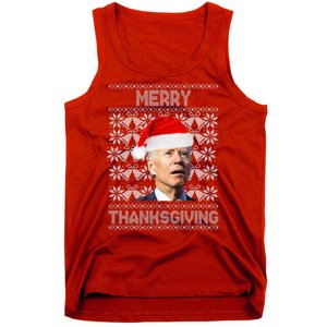 Merry Thanksgiving Funny Biden Ugly Christmas Tank Top