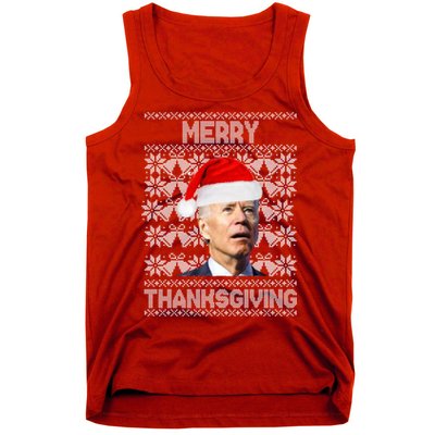 Merry Thanksgiving Funny Biden Ugly Christmas Tank Top