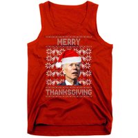 Merry Thanksgiving Funny Biden Ugly Christmas Tank Top