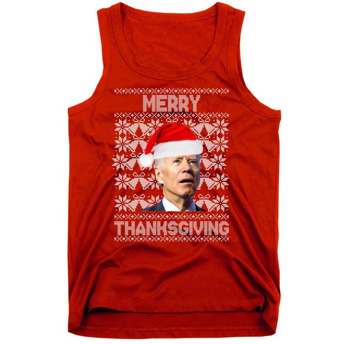 Merry Thanksgiving Funny Biden Ugly Christmas Tank Top