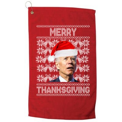 Merry Thanksgiving Funny Biden Ugly Christmas Golf Towel
