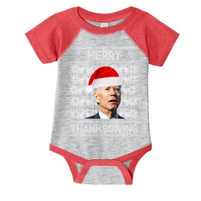 Merry Thanksgiving Funny Biden Ugly Christmas Infant Baby Jersey Bodysuit
