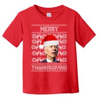 Merry Thanksgiving Funny Biden Ugly Christmas Toddler T-Shirt