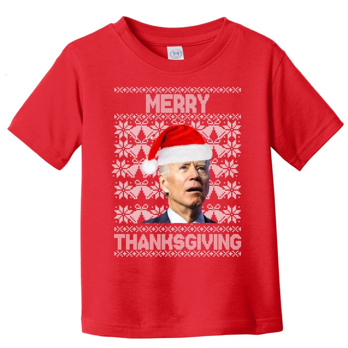 Merry Thanksgiving Funny Biden Ugly Christmas Toddler T-Shirt