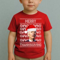 Merry Thanksgiving Funny Biden Ugly Christmas Toddler T-Shirt