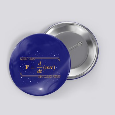 May The F = M(Dv/Dt) Be With You Funny Physics Geek Gift Button