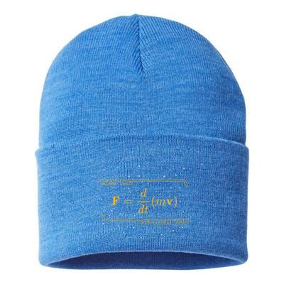May The F = M(Dv/Dt) Be With You Funny Physics Geek Gift Sustainable Knit Beanie