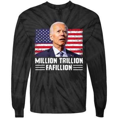 Million Trillion Fafillion Confused Biden Trump Debates 2024 Tie-Dye Long Sleeve Shirt