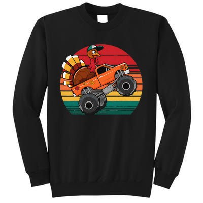 Monster Truck Funny Turkey Sunset Retro Thanksgiving Sweatshirt