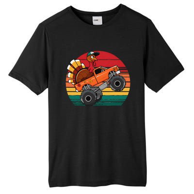 Monster Truck Funny Turkey Sunset Retro Thanksgiving Tall Fusion ChromaSoft Performance T-Shirt