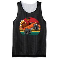 Monster Truck Funny Turkey Sunset Retro Thanksgiving Mesh Reversible Basketball Jersey Tank